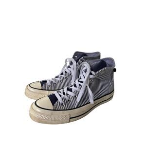 Converse Chuck 70 Hi Sneakers A004722C Washed Indigo Hickory Stripe Womens 8.5